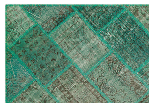 Green Over Dyed Patchwork Unique Rug 5'4'' x 7'7'' ft 162 x 231 cm