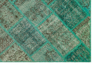 Green Over Dyed Patchwork Unique Rug 5'4'' x 7'7'' ft 162 x 231 cm