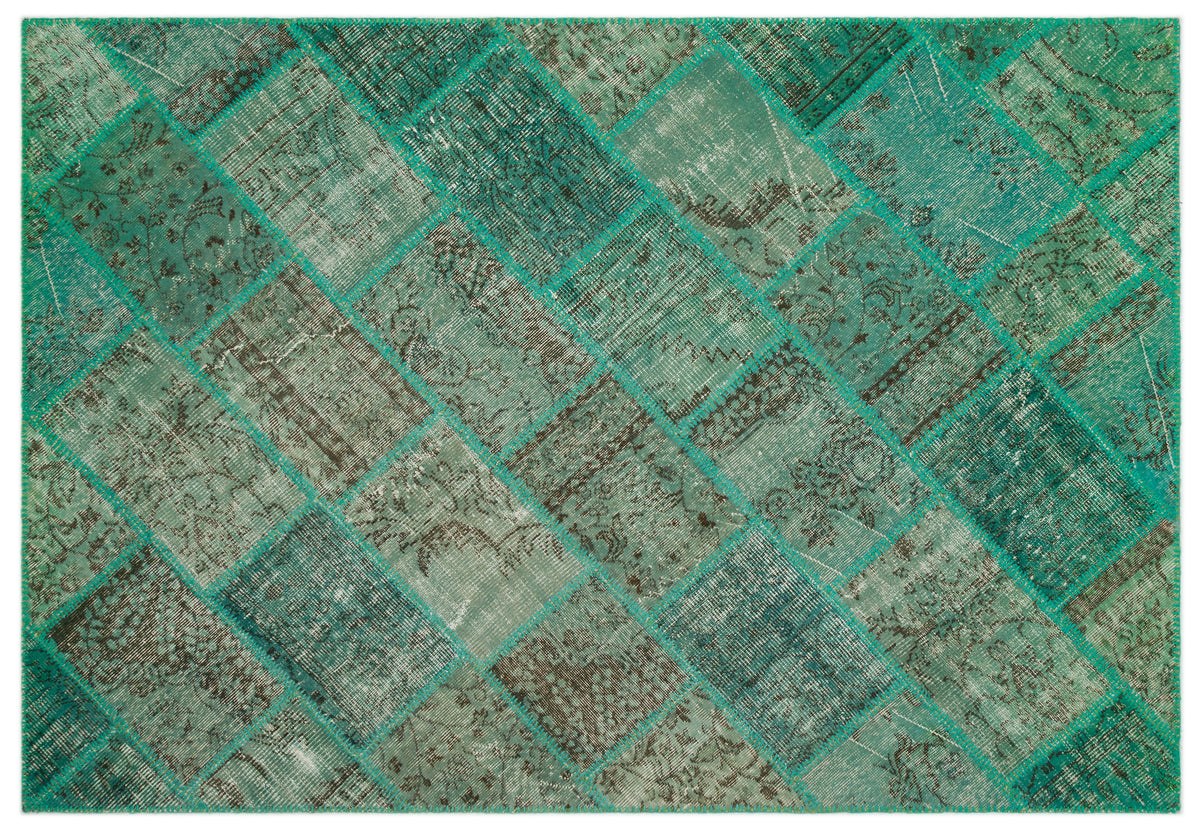 Green Over Dyed Patchwork Unique Rug 5&#39;4&#39;&#39; x 7&#39;7&#39;&#39; ft 162 x 231 cm