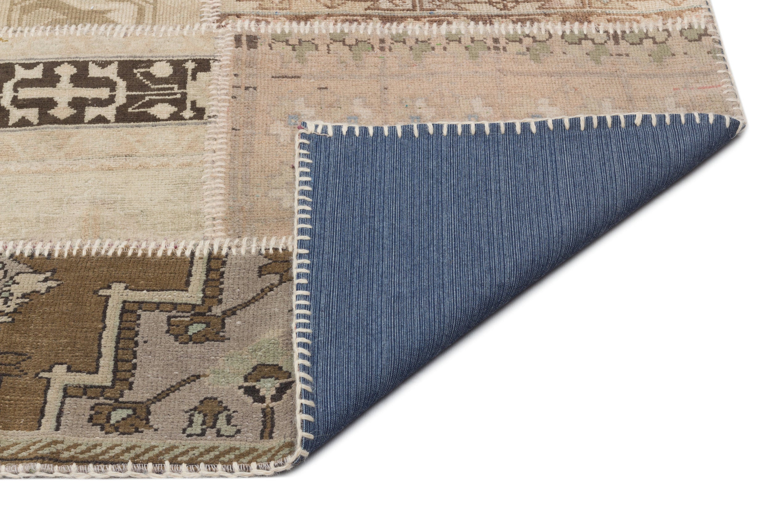 Beige Over Dyed Patchwork Unique Rug 5'3'' x 7'7'' ft 160 x 230 cm