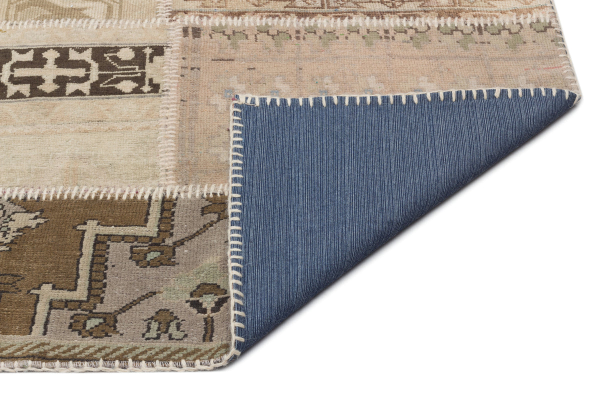 Beige Over Dyed Patchwork Unique Rug 5&#39;3&#39;&#39; x 7&#39;7&#39;&#39; ft 160 x 230 cm