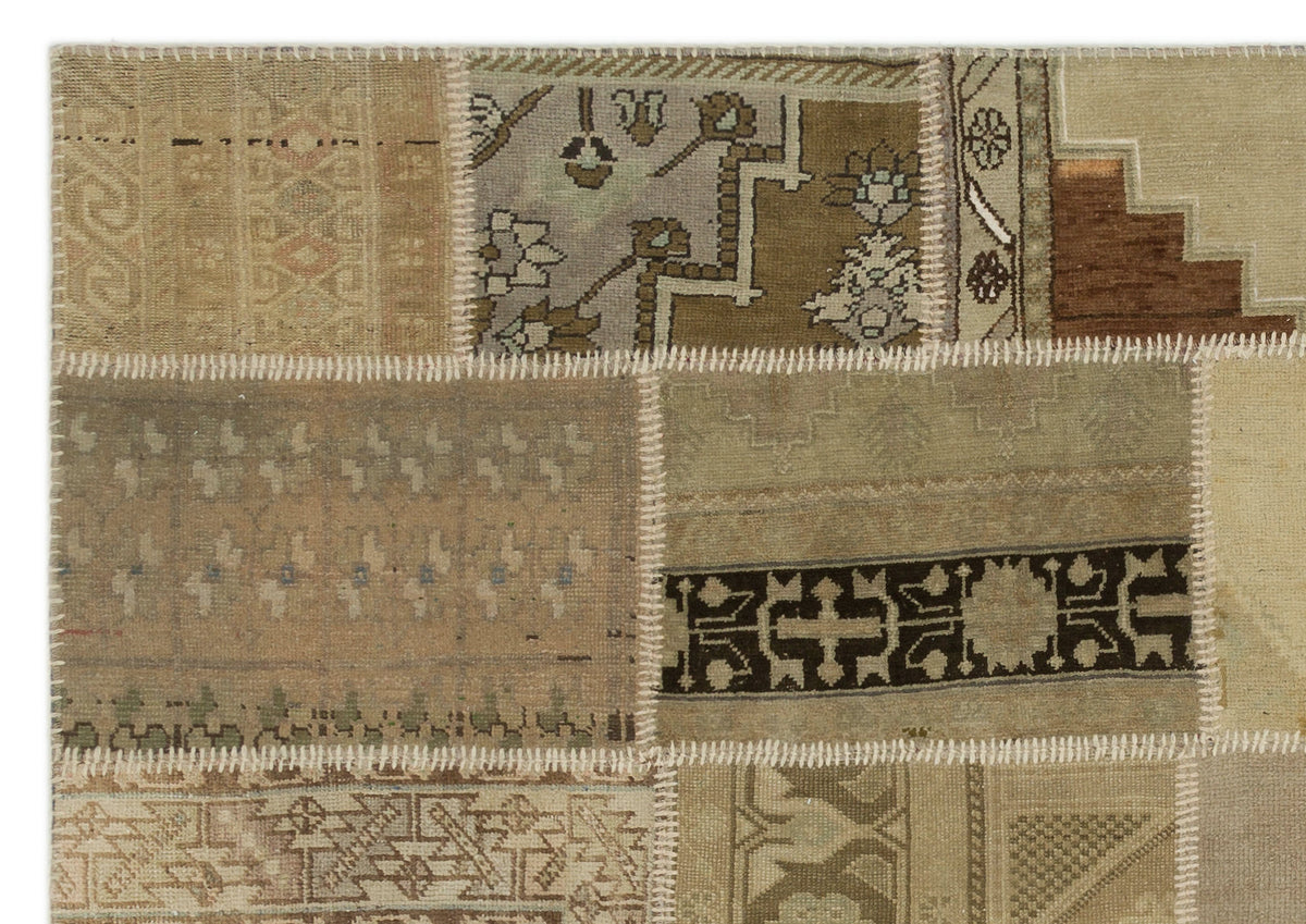 Beige Over Dyed Patchwork Unique Rug 5&#39;3&#39;&#39; x 7&#39;7&#39;&#39; ft 160 x 230 cm