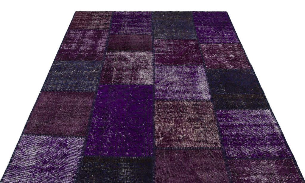 Purple Over Dyed Patchwork Unique Rug 5'3'' x 7'7'' ft 160 x 230 cm