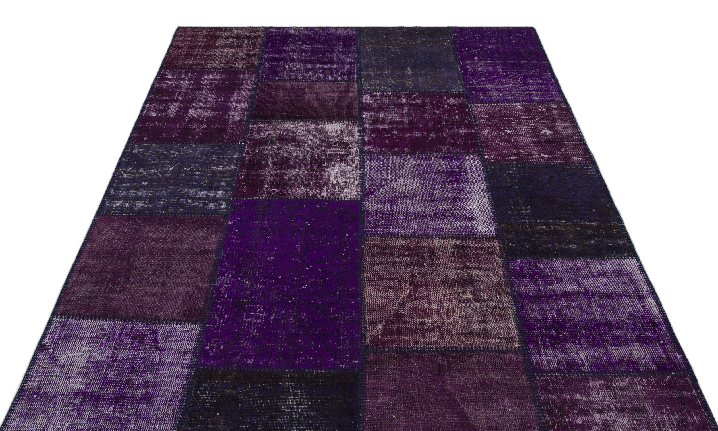 Purple Over Dyed Patchwork Unique Rug 5'3'' x 7'7'' ft 160 x 230 cm