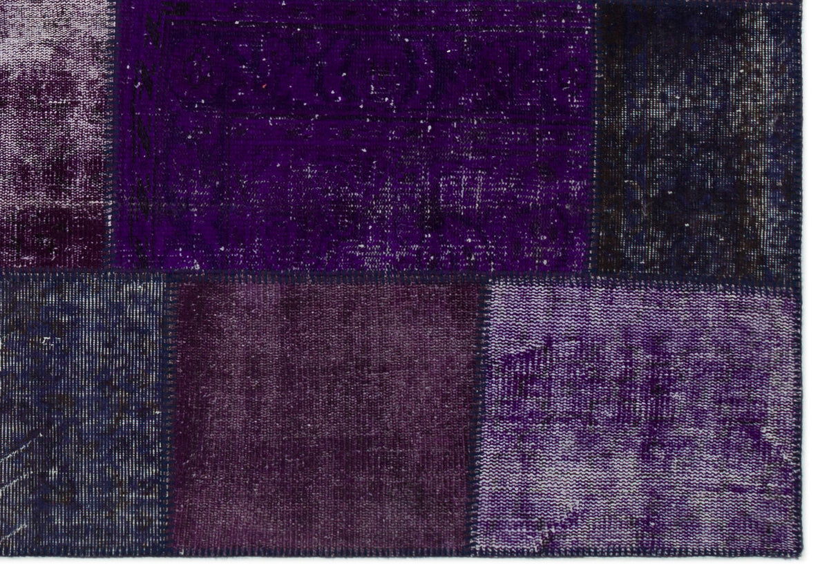 Purple Over Dyed Patchwork Unique Rug 5&#39;3&#39;&#39; x 7&#39;7&#39;&#39; ft 160 x 230 cm