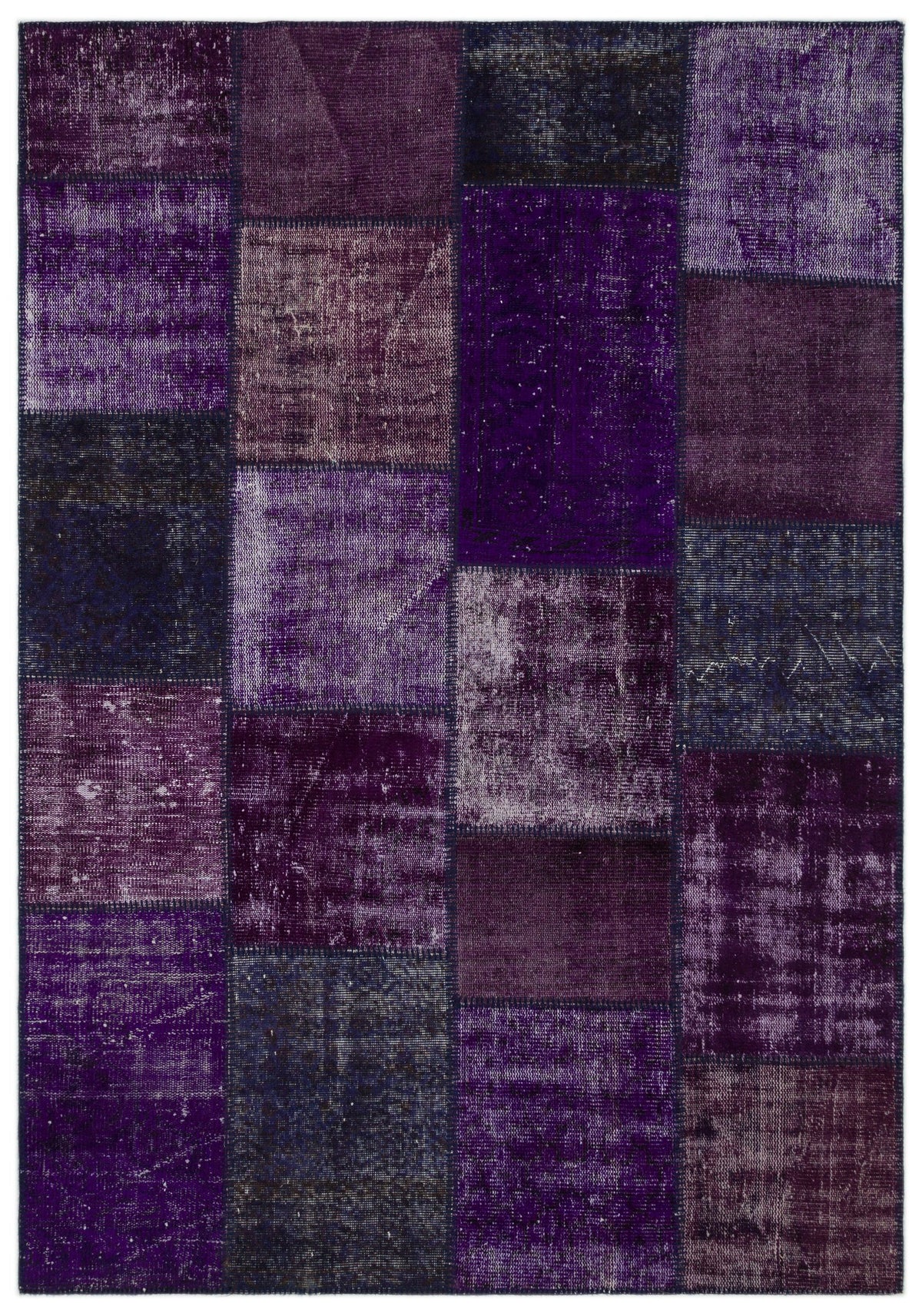 Purple Over Dyed Patchwork Unique Rug 5&#39;3&#39;&#39; x 7&#39;7&#39;&#39; ft 160 x 230 cm
