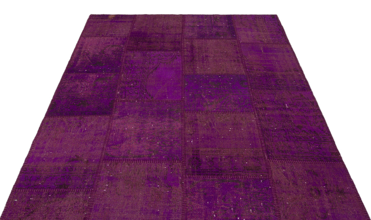 Purple Over Dyed Patchwork Unique Rug 5&#39;3&#39;&#39; x 7&#39;7&#39;&#39; ft 160 x 230 cm