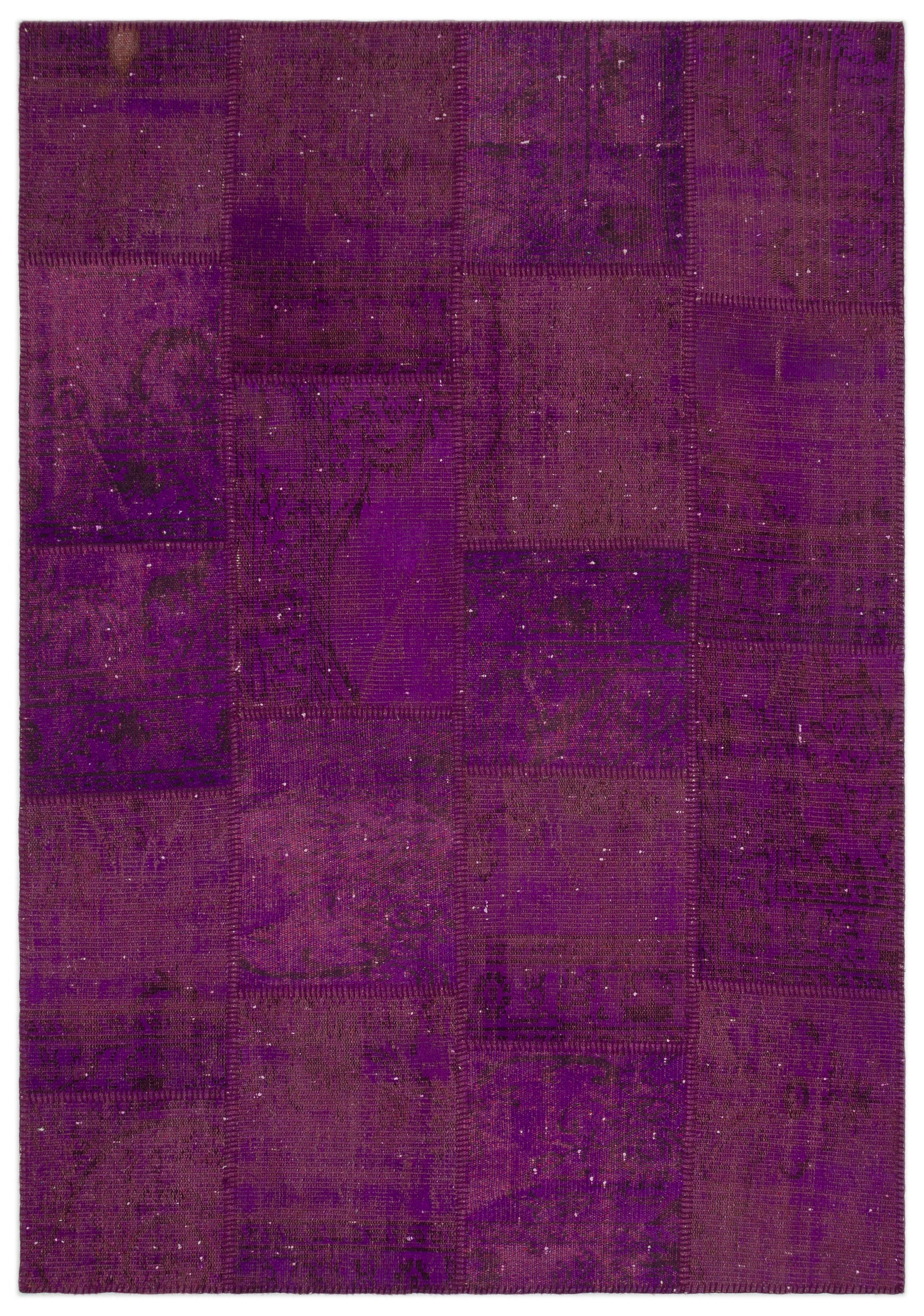 Purple Over Dyed Patchwork Unique Rug 5'3'' x 7'7'' ft 160 x 230 cm