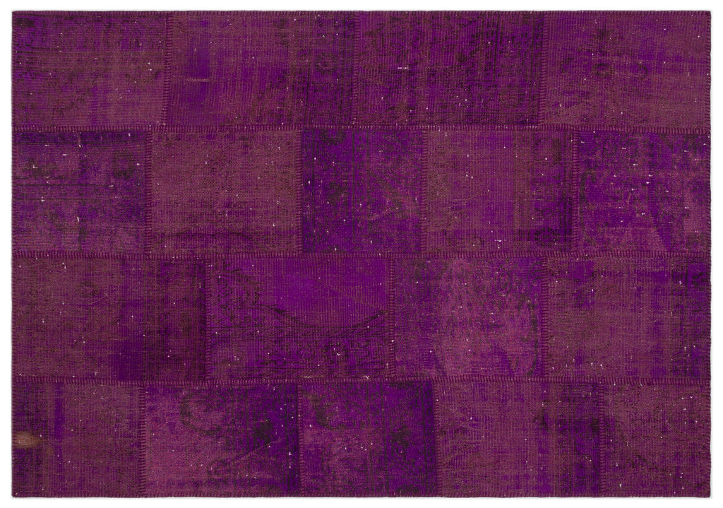 Purple Over Dyed Patchwork Unique Rug 5'3'' x 7'7'' ft 160 x 230 cm