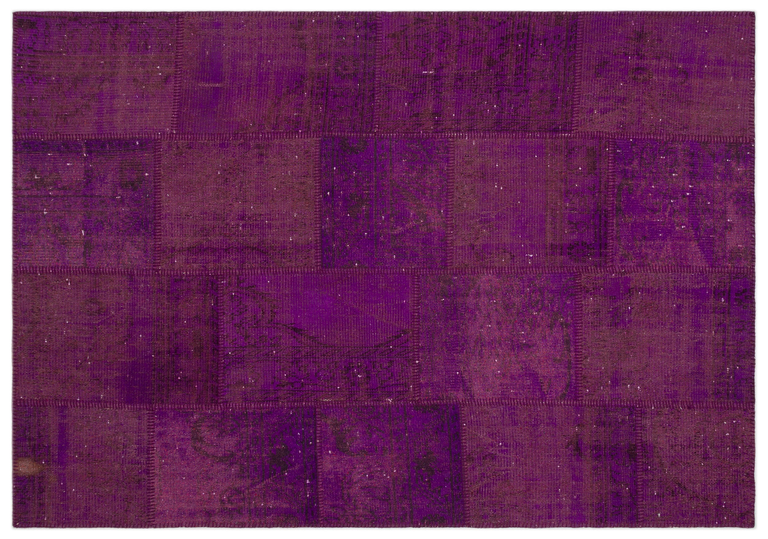 Purple Over Dyed Patchwork Unique Rug 5'3'' x 7'7'' ft 160 x 230 cm