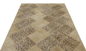 Beige Over Dyed Patchwork Unique Rug 5'3'' x 7'8'' ft 160 x 233 cm