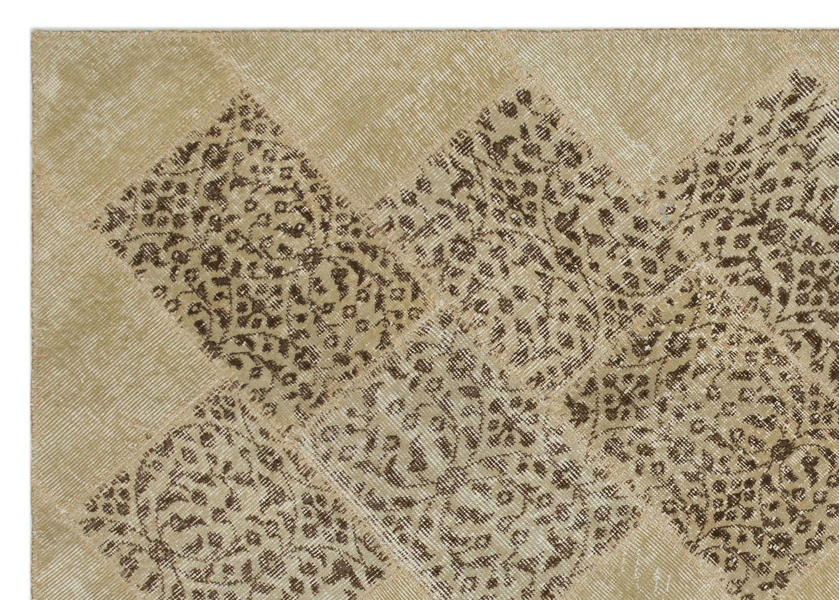 Beige Over Dyed Patchwork Unique Rug 5&#39;3&#39;&#39; x 7&#39;8&#39;&#39; ft 160 x 233 cm