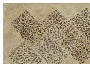 Beige Over Dyed Patchwork Unique Rug 5'3'' x 7'8'' ft 160 x 233 cm