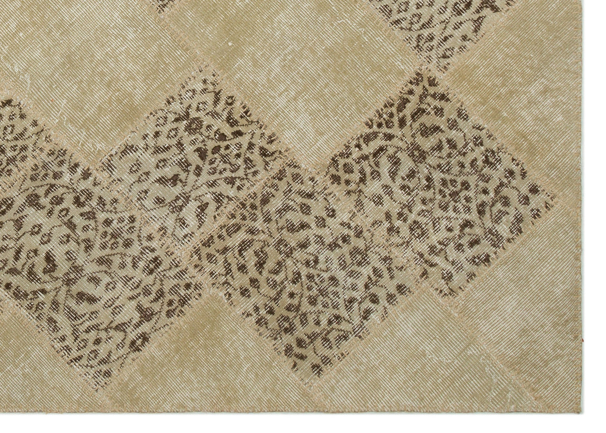 Beige Over Dyed Patchwork Unique Rug 5&#39;3&#39;&#39; x 7&#39;8&#39;&#39; ft 160 x 233 cm