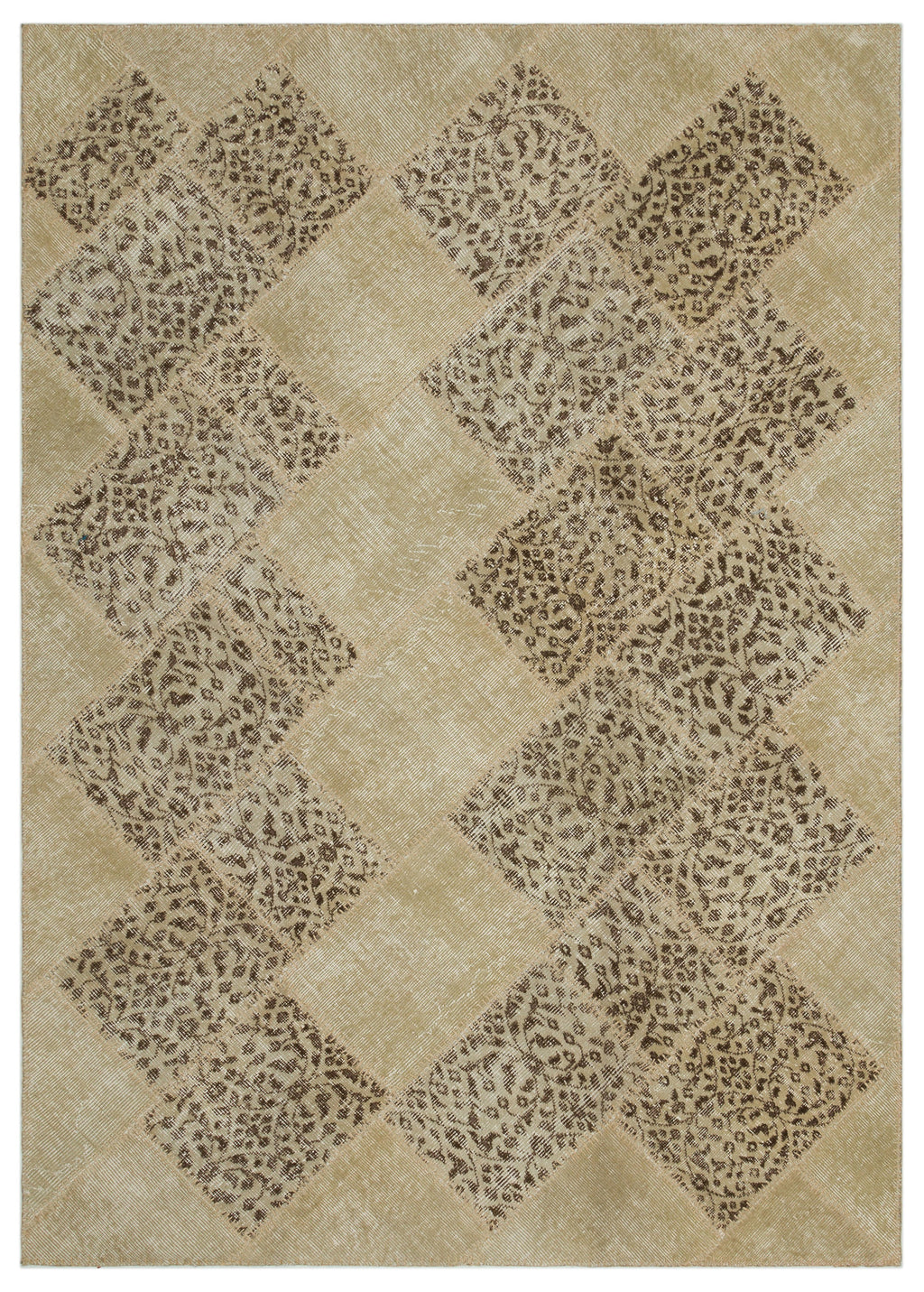 Beige Over Dyed Patchwork Unique Rug 5'3'' x 7'8'' ft 160 x 233 cm