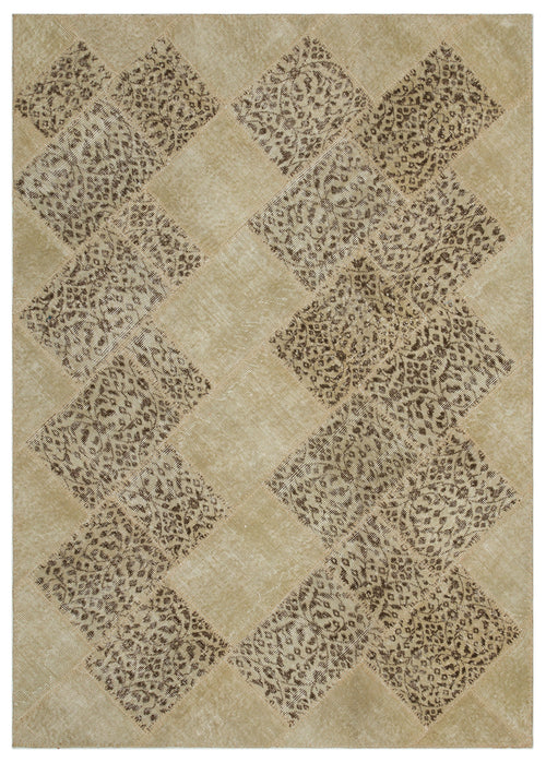 Beige Over Dyed Patchwork Unique Rug 5'3'' x 7'8'' ft 160 x 233 cm