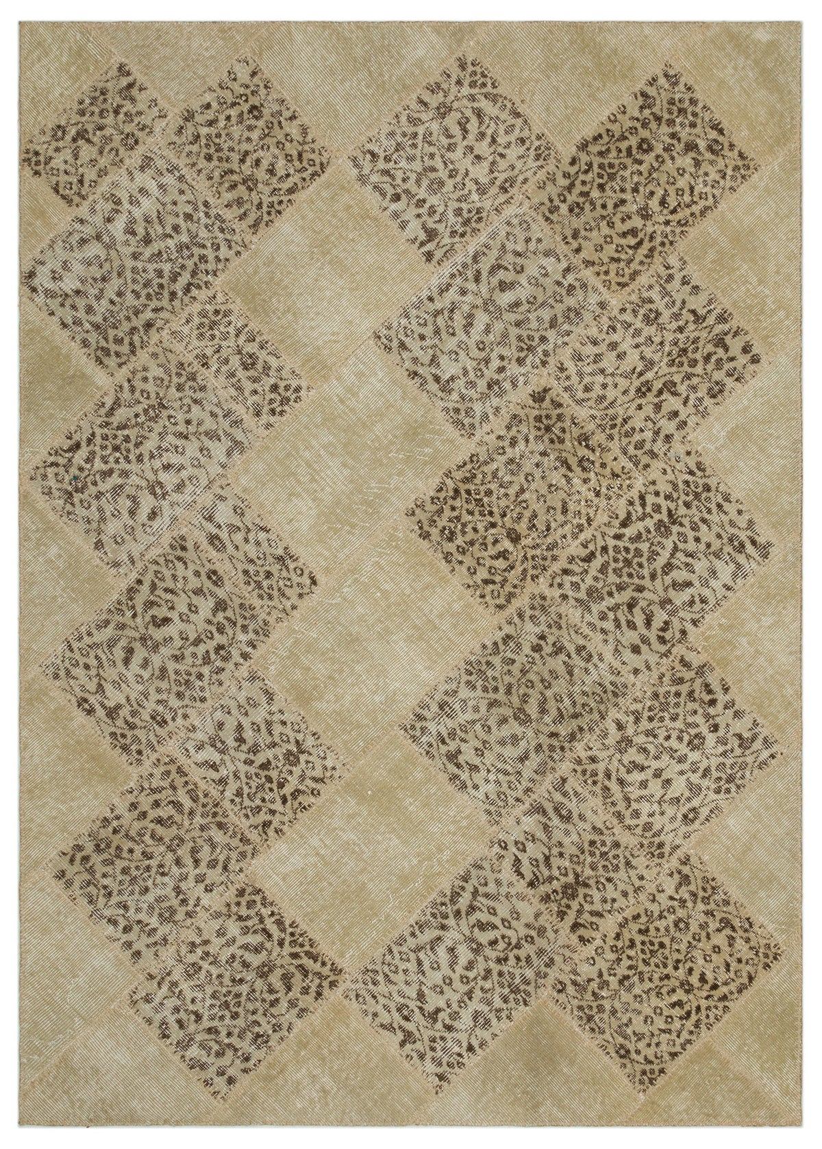 Beige Over Dyed Patchwork Unique Rug 5&#39;3&#39;&#39; x 7&#39;8&#39;&#39; ft 160 x 233 cm