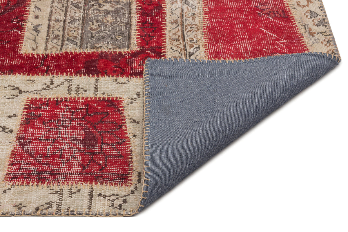 Red Over Dyed Patchwork Unique Rug 5&#39;3&#39;&#39; x 7&#39;8&#39;&#39; ft 160 x 233 cm