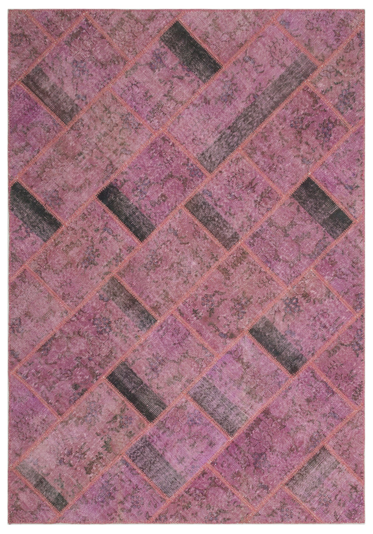 Pink Over Dyed Patchwork Unique Rug 5&#39;3&#39;&#39; x 7&#39;8&#39;&#39; ft 160 x 233 cm