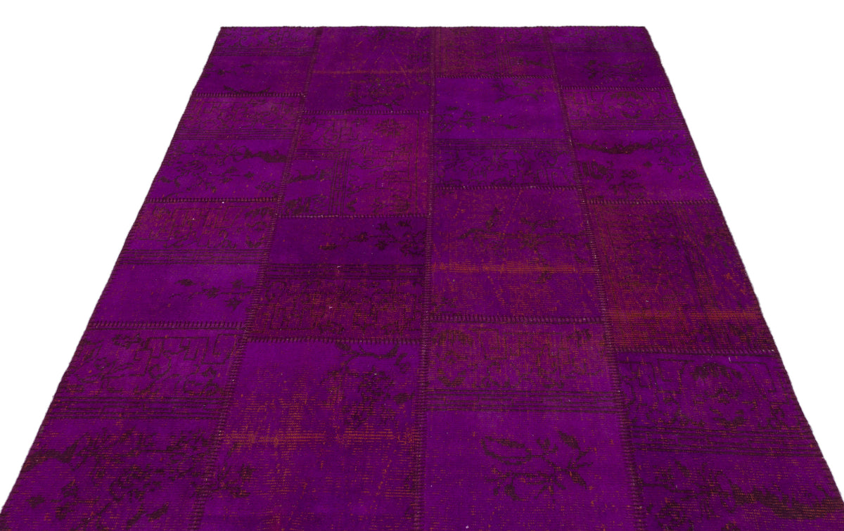 Fuchsia Over Dyed Patchwork Unique Rug 5&#39;3&#39;&#39; x 7&#39;8&#39;&#39; ft 160 x 233 cm
