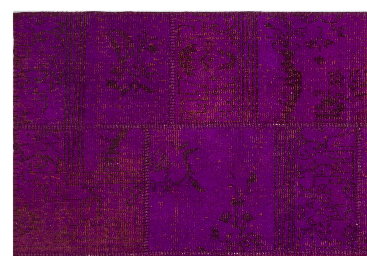 Fuchsia Over Dyed Patchwork Unique Rug 5&#39;3&#39;&#39; x 7&#39;8&#39;&#39; ft 160 x 233 cm