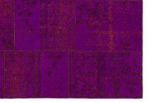 Fuchsia Over Dyed Patchwork Unique Rug 5'3'' x 7'8'' ft 160 x 233 cm
