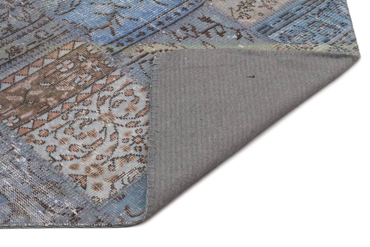 Blue Over Dyed Patchwork Unique Rug 5&#39;3&#39;&#39; x 7&#39;8&#39;&#39; ft 160 x 233 cm