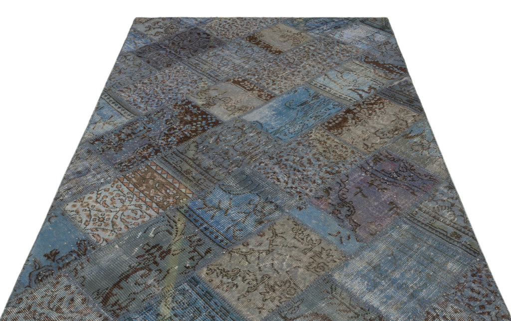Blue Over Dyed Patchwork Unique Rug 5'3'' x 7'8'' ft 160 x 233 cm