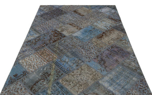 Blue Over Dyed Patchwork Unique Rug 5'3'' x 7'8'' ft 160 x 233 cm