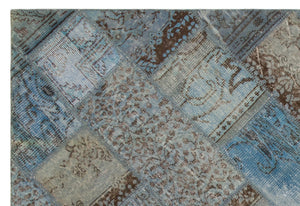 Blue Over Dyed Patchwork Unique Rug 5'3'' x 7'8'' ft 160 x 233 cm