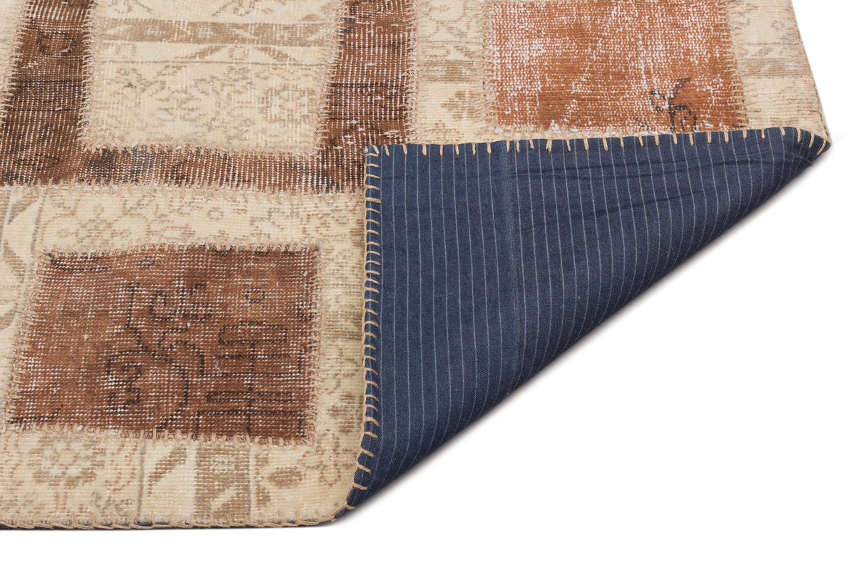 Beige Over Dyed Patchwork Unique Rug 5&#39;3&#39;&#39; x 7&#39;8&#39;&#39; ft 160 x 233 cm