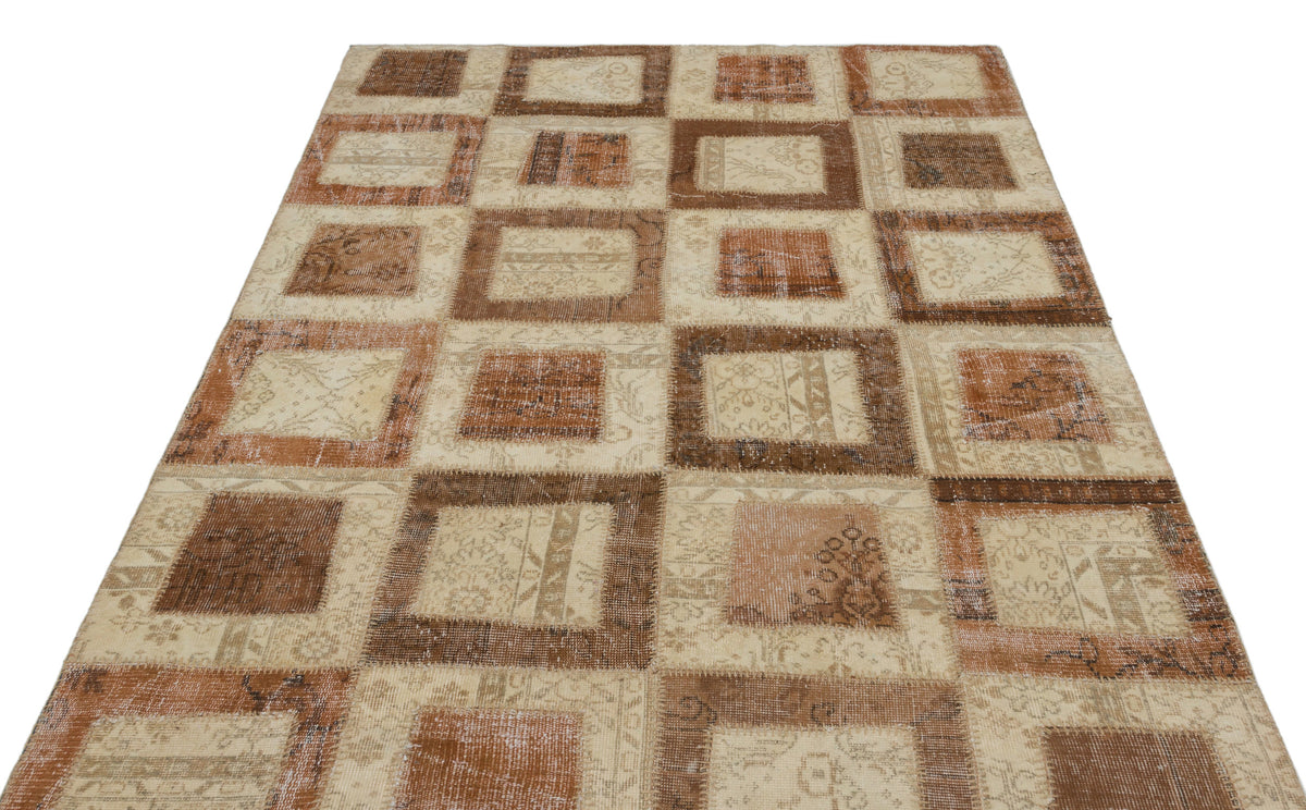 Beige Over Dyed Patchwork Unique Rug 5&#39;3&#39;&#39; x 7&#39;8&#39;&#39; ft 160 x 233 cm