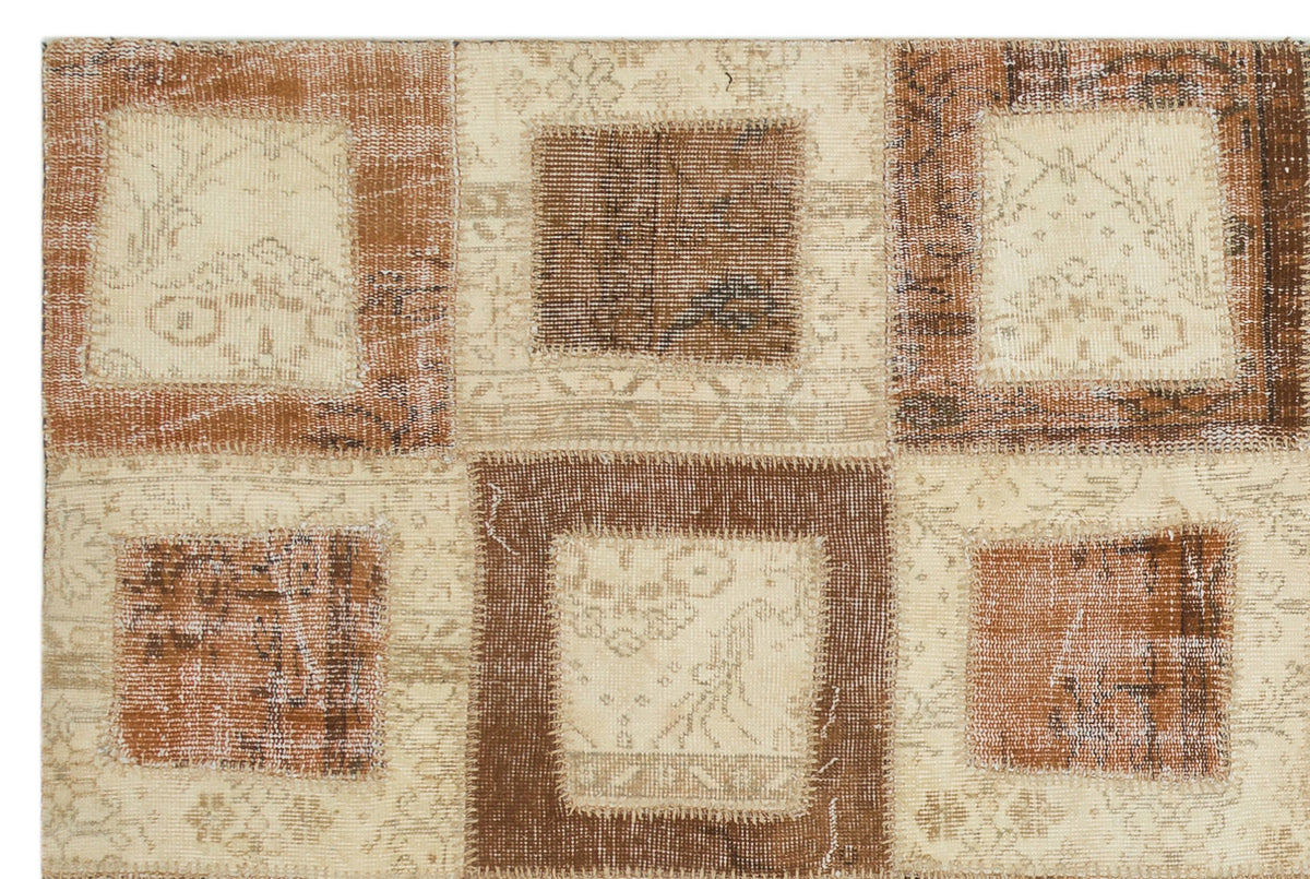 Beige Over Dyed Patchwork Unique Rug 5&#39;3&#39;&#39; x 7&#39;8&#39;&#39; ft 160 x 233 cm