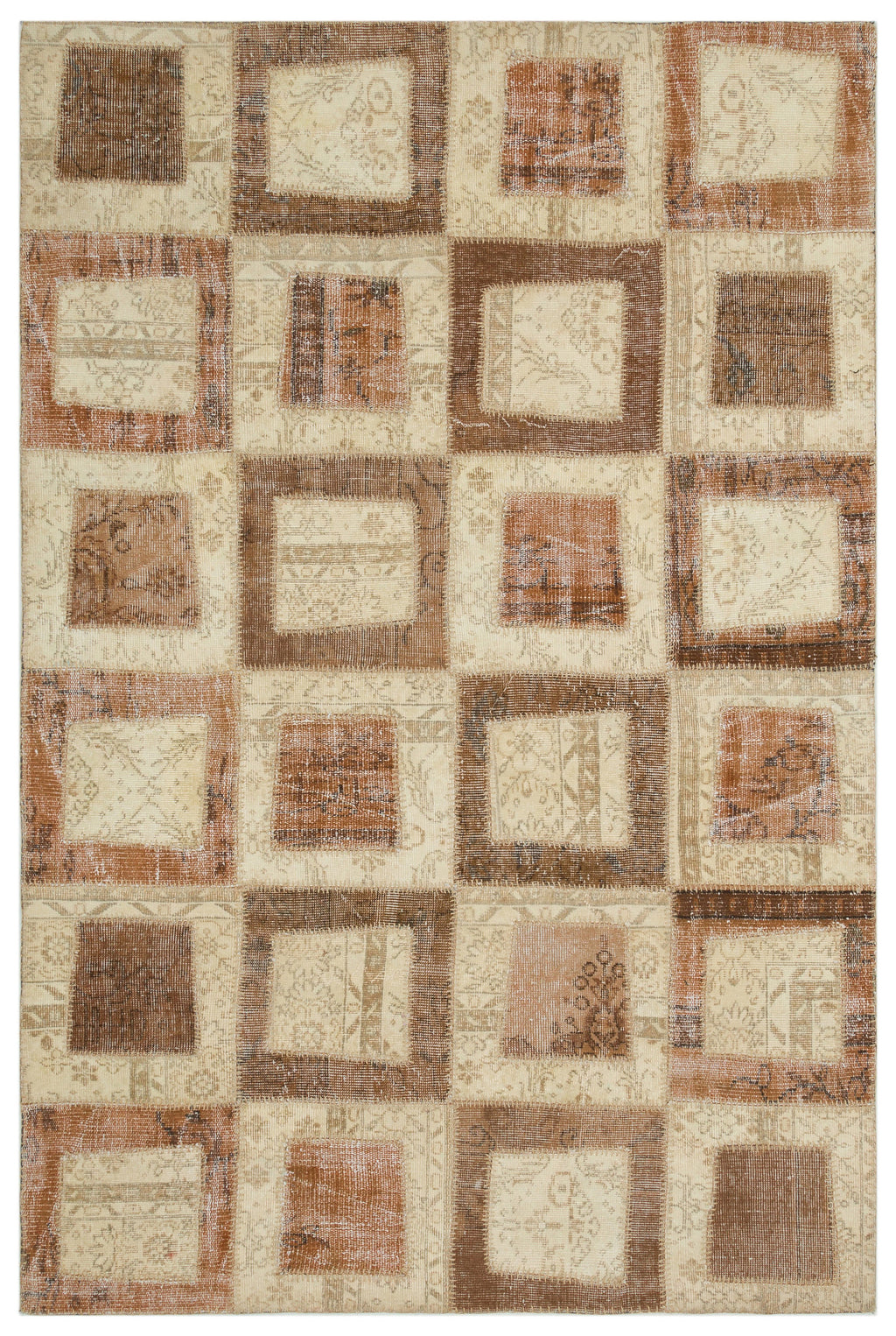 Beige Over Dyed Patchwork Unique Rug 5'3'' x 7'8'' ft 160 x 233 cm