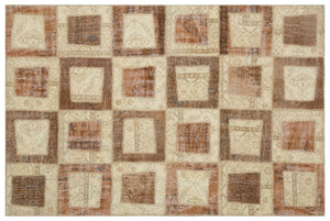 Beige Over Dyed Patchwork Unique Rug 5'3'' x 7'8'' ft 160 x 233 cm