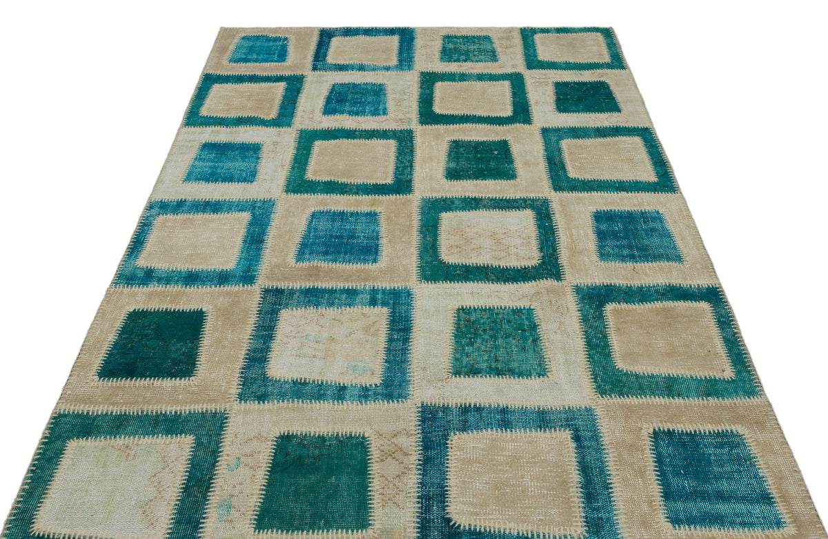 Turquoise  Over Dyed Patchwork Unique Rug 5&#39;3&#39;&#39; x 7&#39;10&#39;&#39; ft 160 x 240 cm