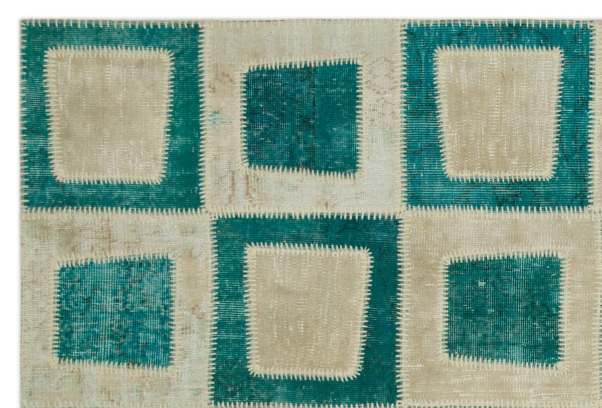 Turquoise  Over Dyed Patchwork Unique Rug 5&#39;3&#39;&#39; x 7&#39;10&#39;&#39; ft 160 x 240 cm