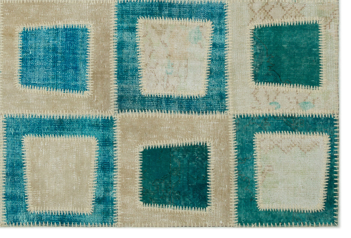 Turquoise  Over Dyed Patchwork Unique Rug 5&#39;3&#39;&#39; x 7&#39;10&#39;&#39; ft 160 x 240 cm