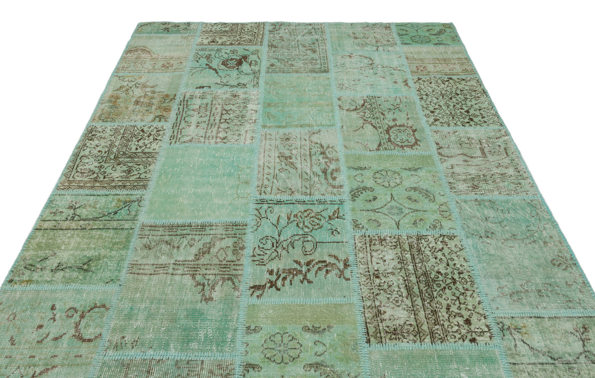 Green Over Dyed Patchwork Unique Rug 6&#39;3&#39;&#39; x 9&#39;3&#39;&#39; ft 191 x 283 cm