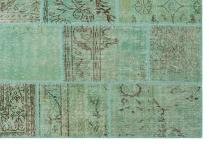 Green Over Dyed Patchwork Unique Rug 6'3'' x 9'3'' ft 191 x 283 cm