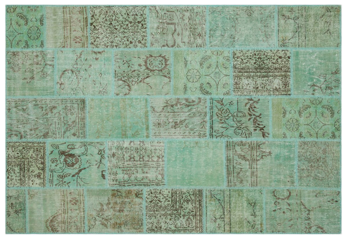 Green Over Dyed Patchwork Unique Rug 6&#39;3&#39;&#39; x 9&#39;3&#39;&#39; ft 191 x 283 cm