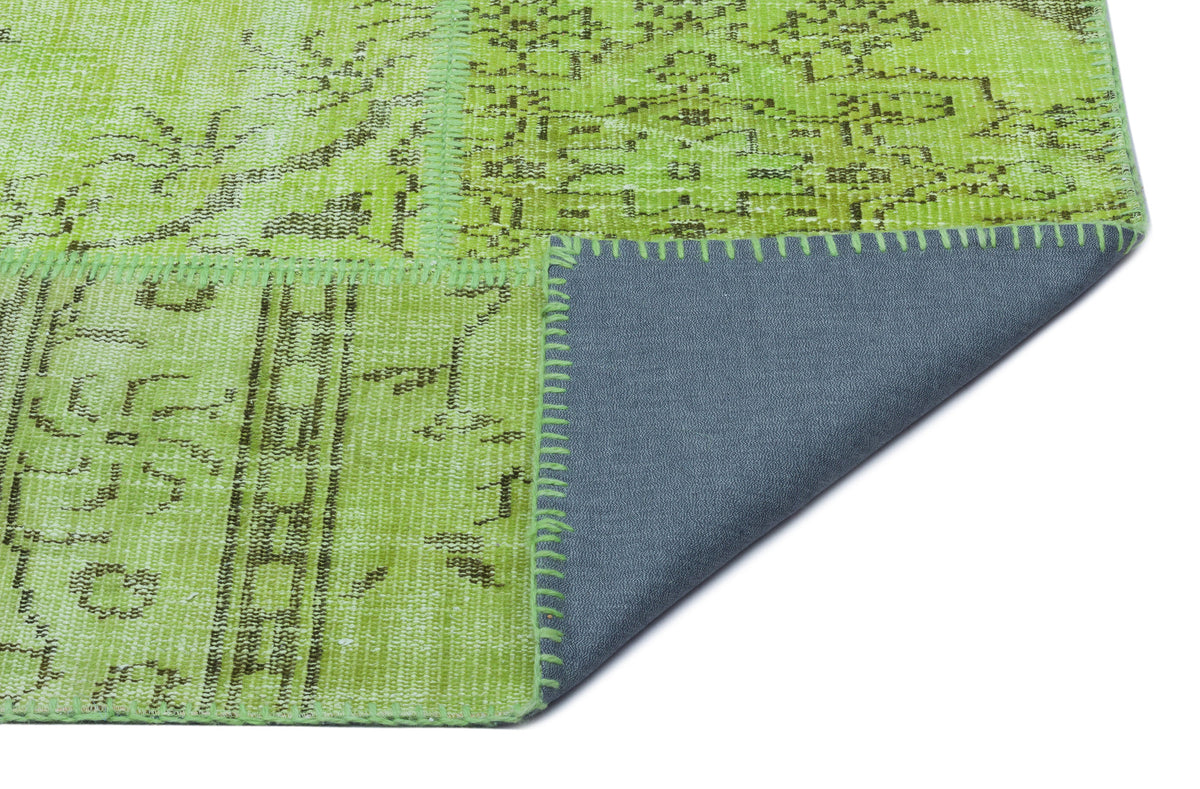 Green Over Dyed Patchwork Unique Rug 5&#39;3&#39;&#39; x 7&#39;7&#39;&#39; ft 160 x 230 cm