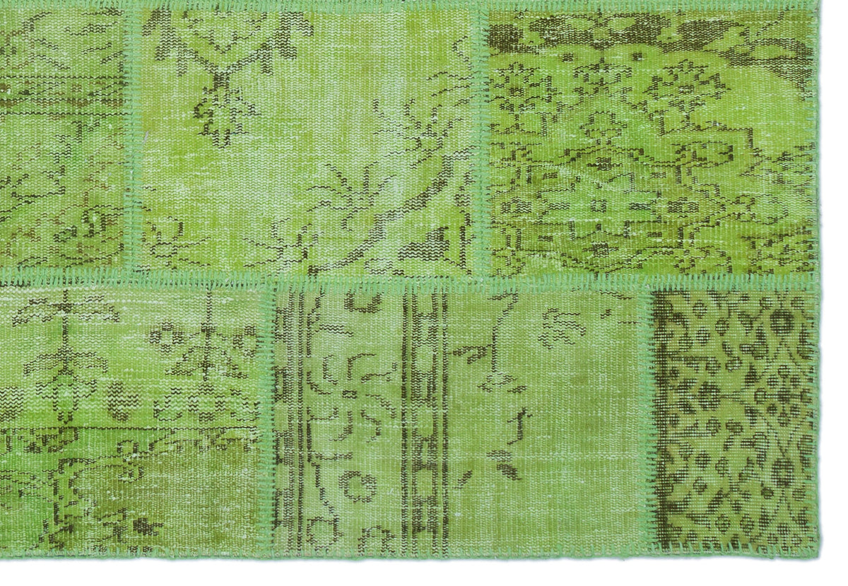 Green Over Dyed Patchwork Unique Rug 5&#39;3&#39;&#39; x 7&#39;7&#39;&#39; ft 160 x 230 cm