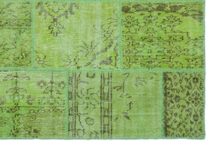 Green Over Dyed Patchwork Unique Rug 5'3'' x 7'7'' ft 160 x 230 cm