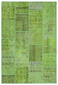 Green Over Dyed Patchwork Unique Rug 5'3'' x 7'7'' ft 160 x 230 cm