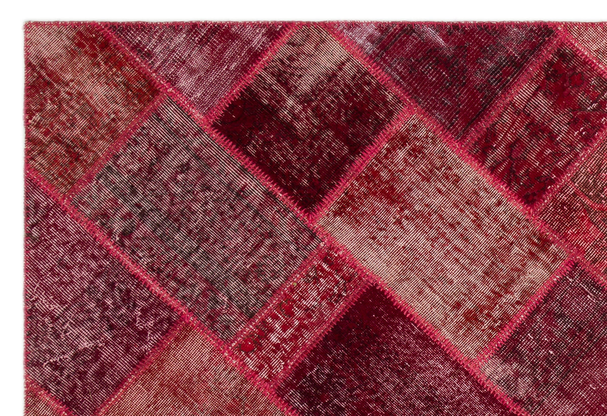 Red Over Dyed Patchwork Unique Rug 5&#39;3&#39;&#39; x 7&#39;7&#39;&#39; ft 160 x 230 cm