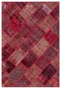 Red Over Dyed Patchwork Unique Rug 5'3'' x 7'7'' ft 160 x 230 cm