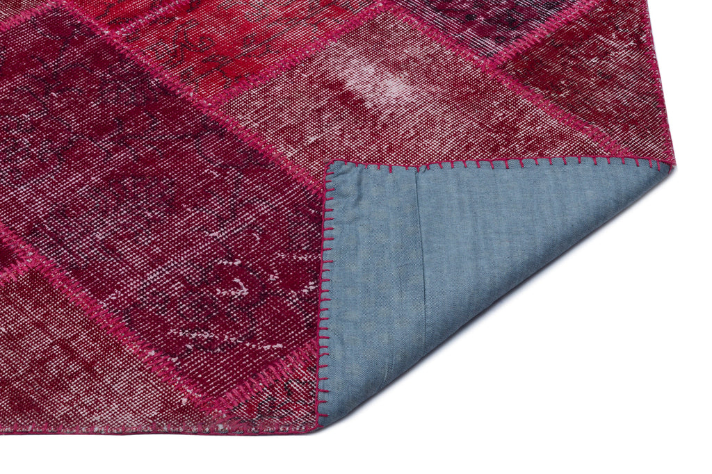 Red Over Dyed Patchwork Unique Rug 5'3'' x 7'7'' ft 160 x 230 cm