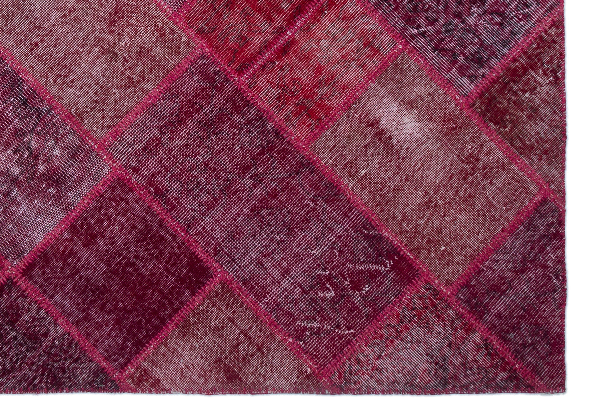 Red Over Dyed Patchwork Unique Rug 5&#39;3&#39;&#39; x 7&#39;7&#39;&#39; ft 160 x 230 cm