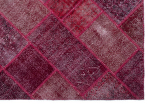 Red Over Dyed Patchwork Unique Rug 5'3'' x 7'7'' ft 160 x 230 cm